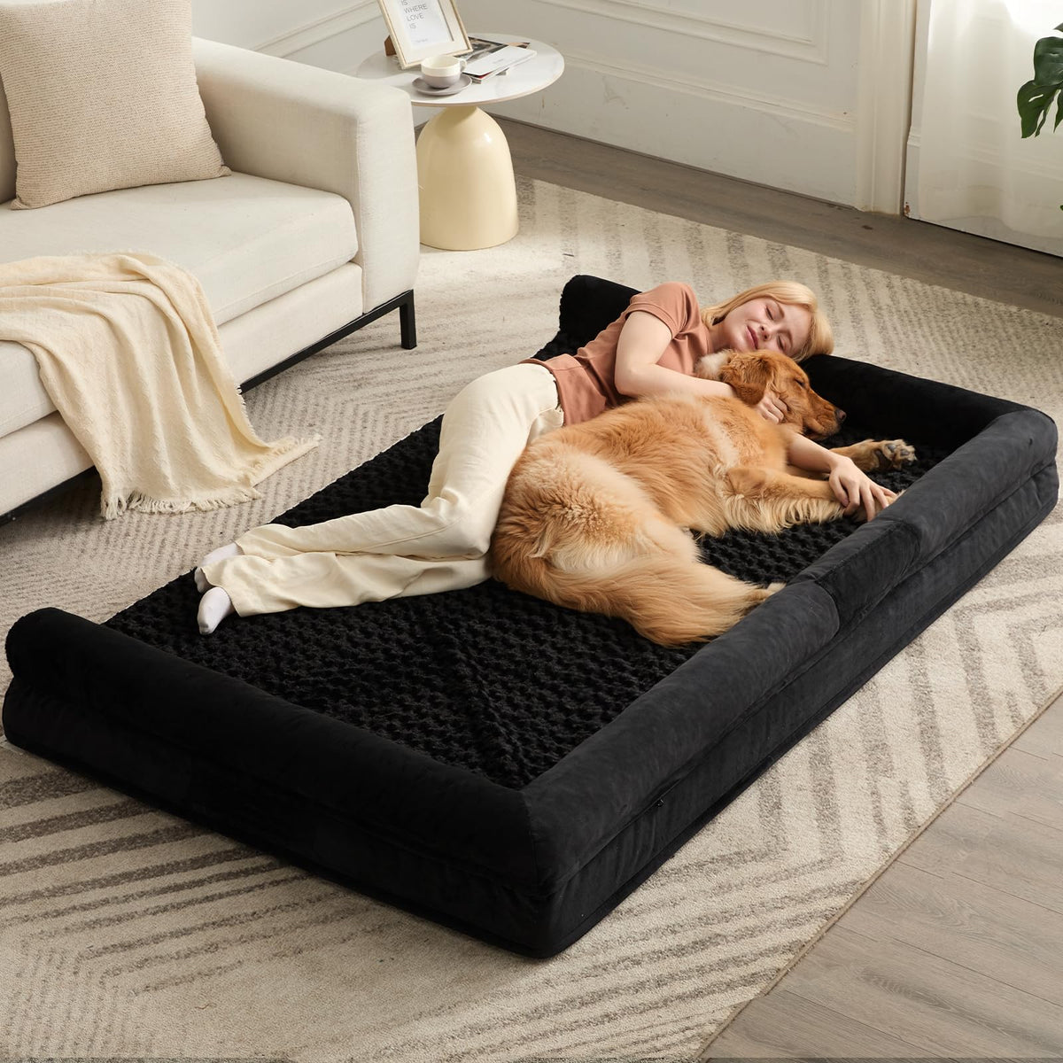 BFPETHOME Orthopedic Washable Large Dog Bed for Senior Dog Comfy Sleep