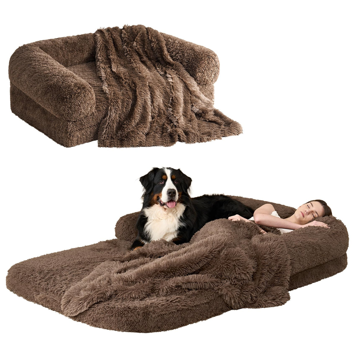EHEYCIGA Orthopedic Foldable Human Dog Bed - 72x44x11, Grey