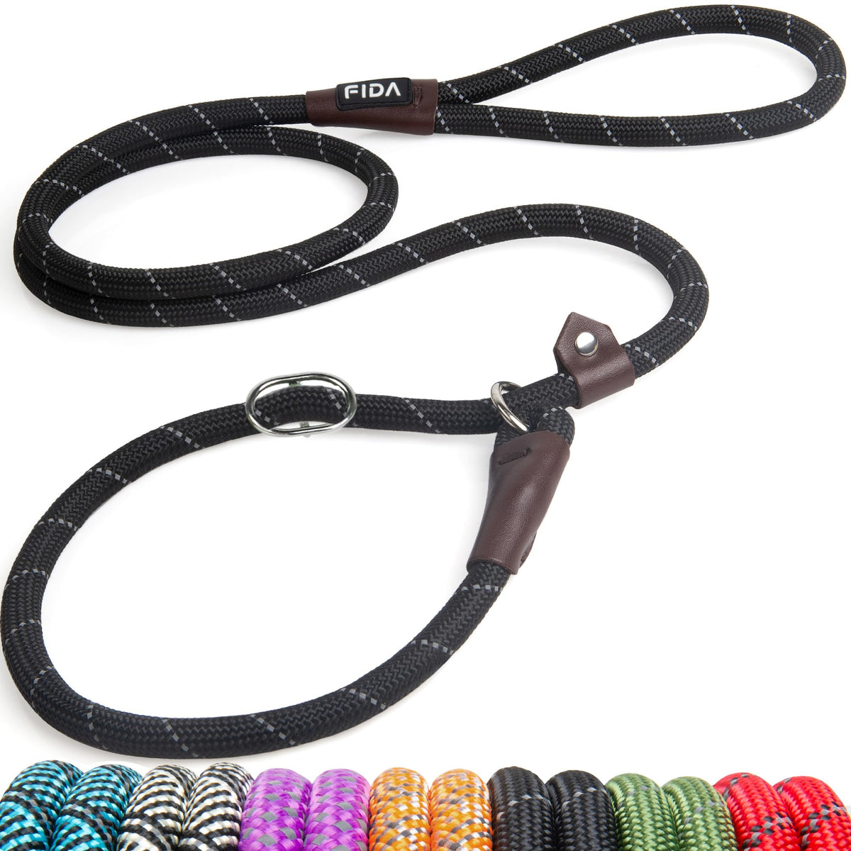 Fida Durable Slip Lead Dog Leash, 6 FT x 1/2" Dog Training Leash, Green