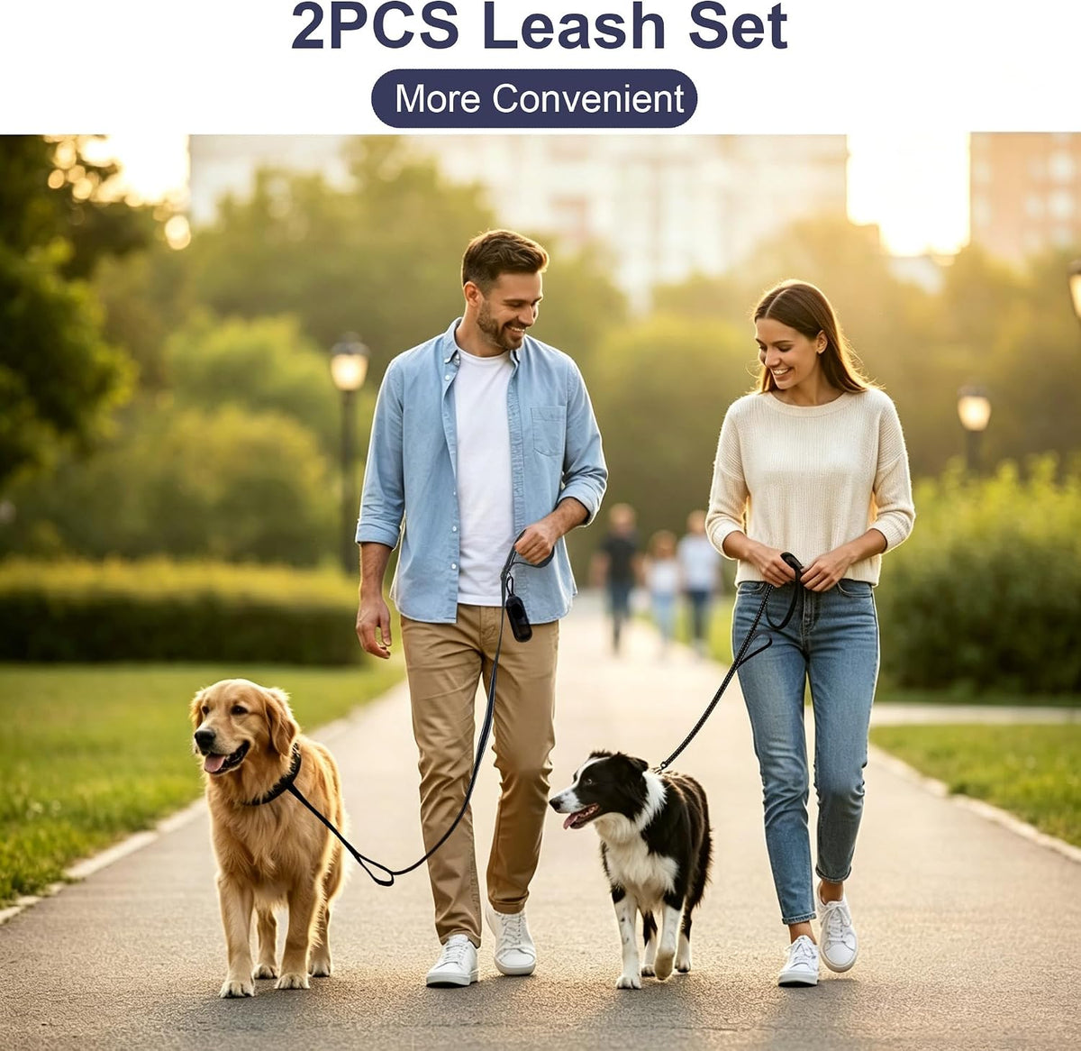 2 Pack Dog Leash, 6 FT Heavy Duty Dual Handle Reflective Leash for Dogs