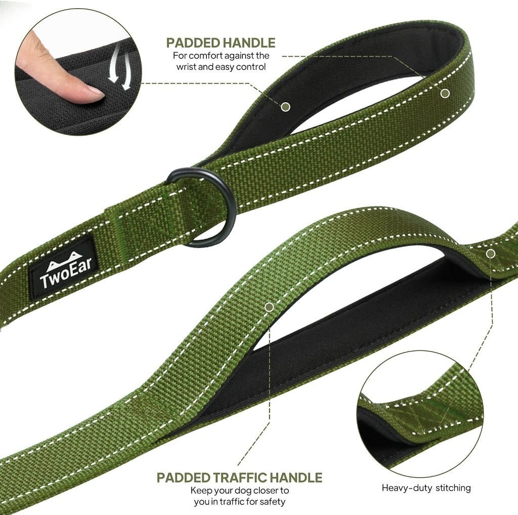 Twoear 6FT 1IN Heavy Duty Dog Leash for Large Dogs with 2 Padded Handles