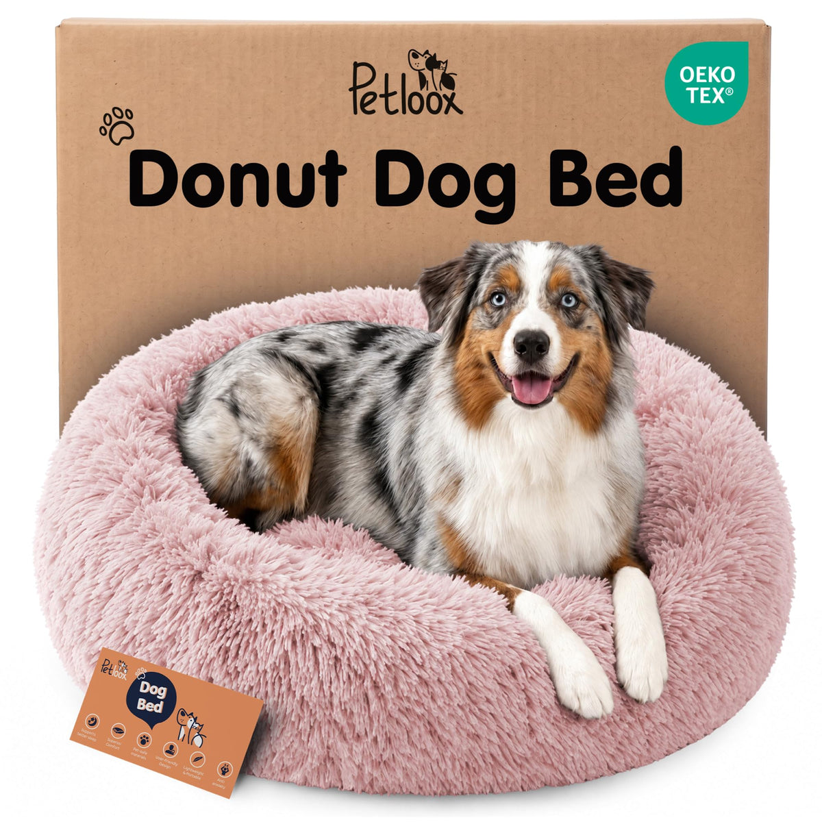 Calming Donut Dog Bed for Small Dogs, Round Dog Bed for Medium & Large Dogs