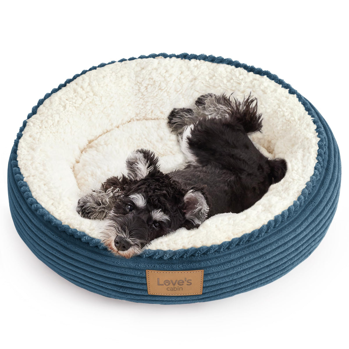 Love's cabin Round Donut Cat and Dog Cushion Bed, 20in Pet Bed for Cats or Small Dogs, Anti-Slip & Water-Resistant Bottom, Soft Durable Fabric Pet beds, Washable Luxury Cat Dog Bed Lavender Stripe