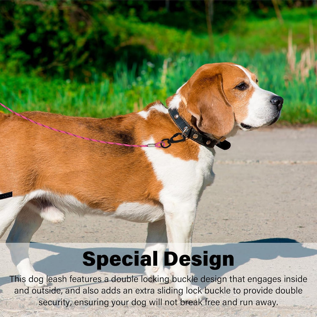 4/5/6 FT Chew Proof Dog Leashes with Comfortable Handle, Steel Cable Lead for Control Large or Medium Dogs Walk and Train, Heavy Duty with Rotate Clasp and Double Buckle (6FT,Pink)