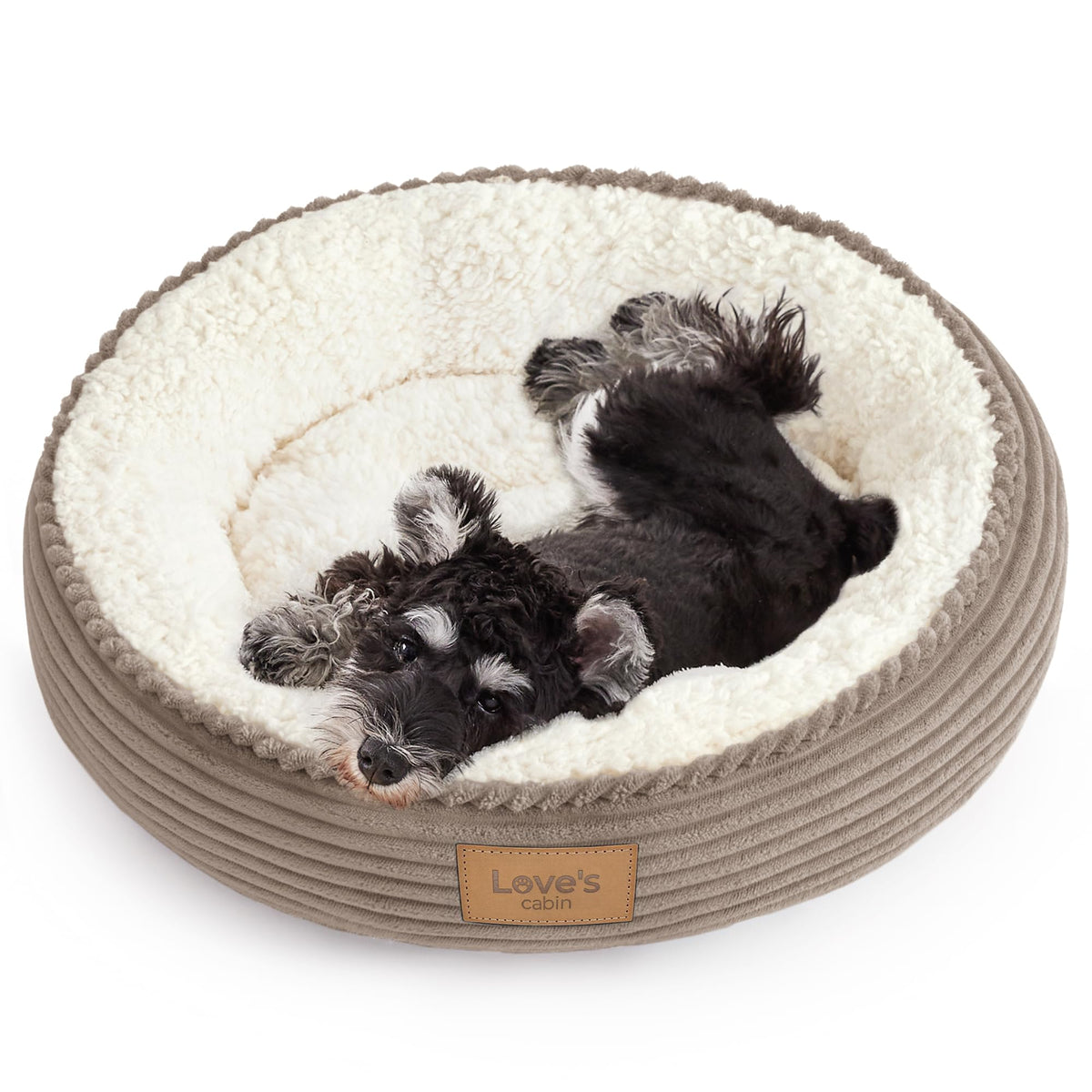 Love's cabin Round Donut Cat and Dog Cushion Bed, 20in Pet Bed for Cats or Small Dogs, Anti-Slip & Water-Resistant Bottom, Soft Durable Fabric Pet beds, Washable Luxury Cat Dog Bed Lavender Stripe