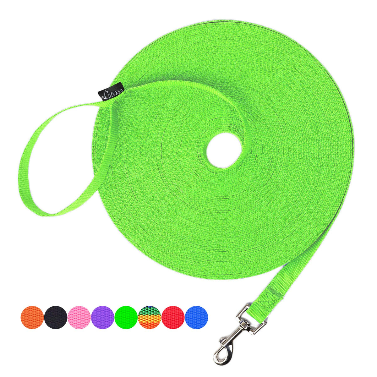 Hi Kiss Dog/Puppy Obedience Recall Agility Lead - 15ft 20ft 30ft 50ft 100ft Leash - Great for Training, Play, Camping, or Backyard - Orange 20ft