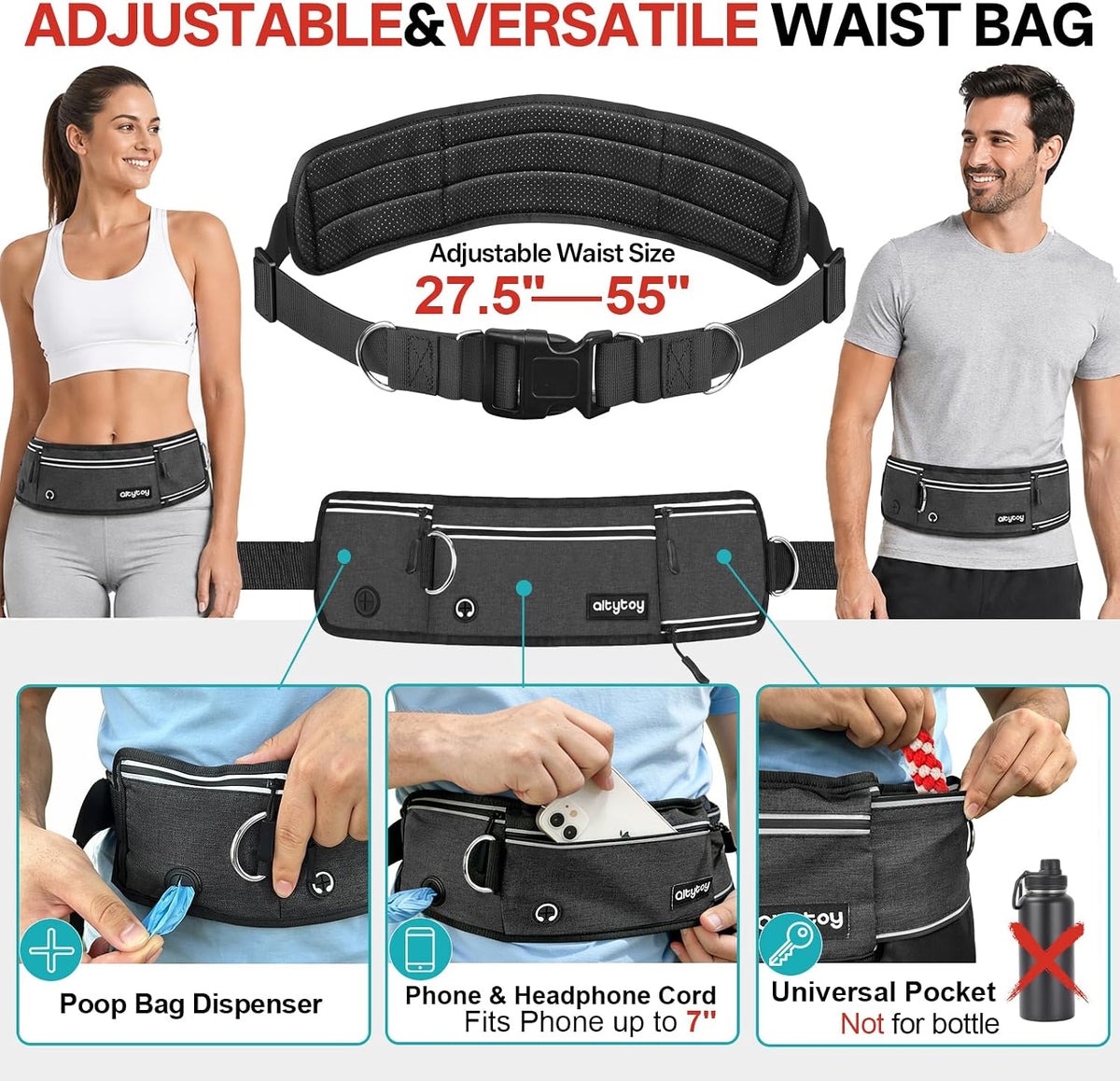 Hands Free Double Dog Leash for Two Dogs 240LB Heavy Duty Bungee