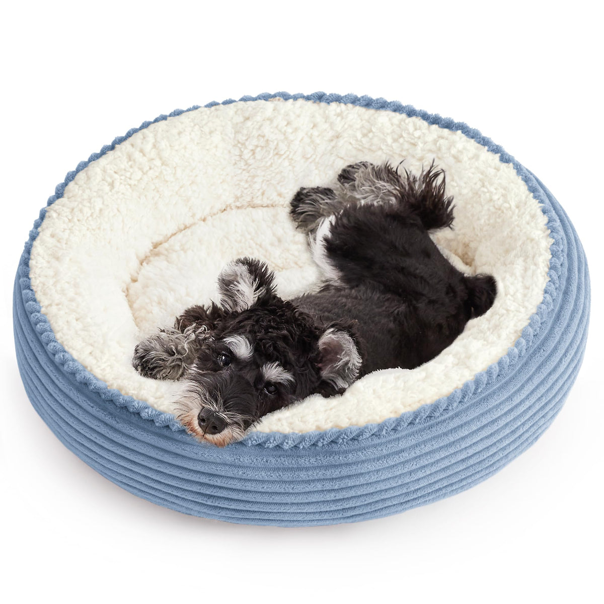 Love's cabin Round Donut Cat and Dog Cushion Bed, 20in Pet Bed for Cats or Small Dogs, Anti-Slip & Water-Resistant Bottom, Soft Durable Fabric Pet beds, Washable Luxury Cat Dog Bed Lavender Stripe