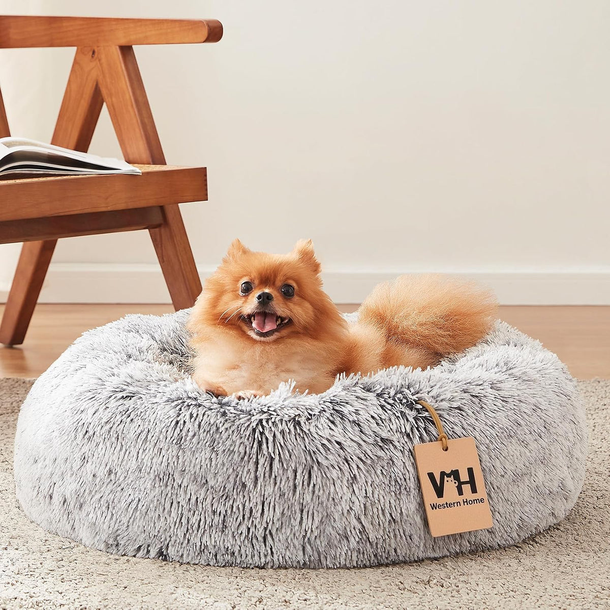 WESTERN HOME WH Calming Soft Round Dog &Cat Bed Small Dog Bed Washable,20"