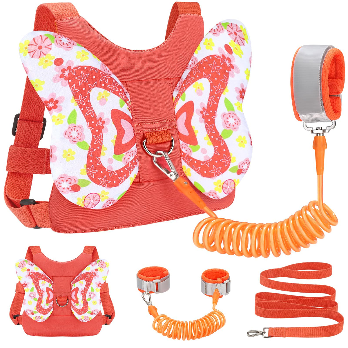 Accmor 3 in 1 Toddler Harness Leashes + Anti Lost Wrist Link, Kids Harness Children Leash for Girls, Child Anti Lost Leash Baby Cute Harness Belt Strap Hold Kids Close While Walking