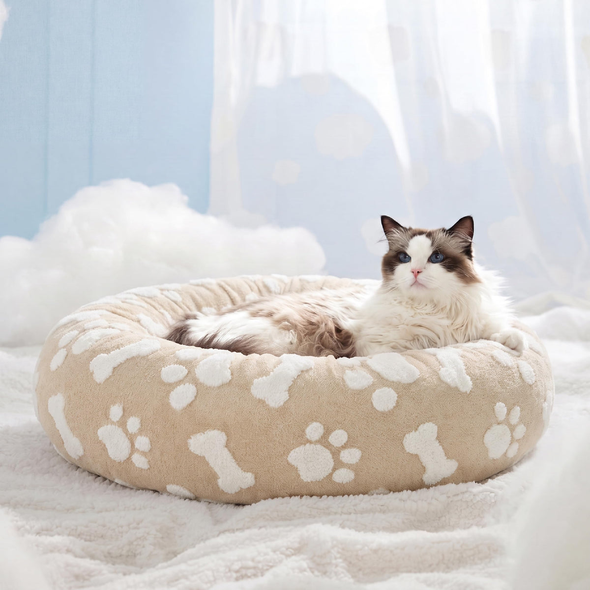 LE SURE Shown on TV Jacquard Donut Dog Beds Large Sized Dog,Green 36x36x8in