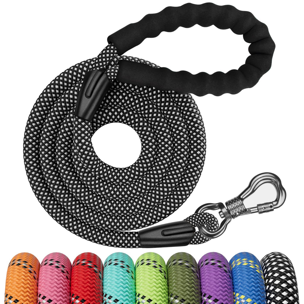 NTR Heavy Duty Dog Leash, 15FT Training Leash with Swivel Lockable Hook, Padded Handle and Highly Reflective Threads, Long Lead for Walking, Hunting, Camping, Backyard for Small Medium Large Dog