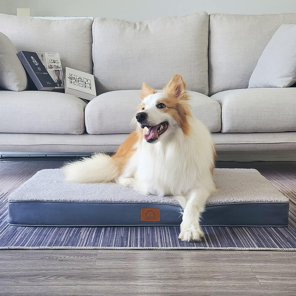 Sunheir Washable Orthopedic Large Dog Bed with Removable Cover, Pet Bed Mat
