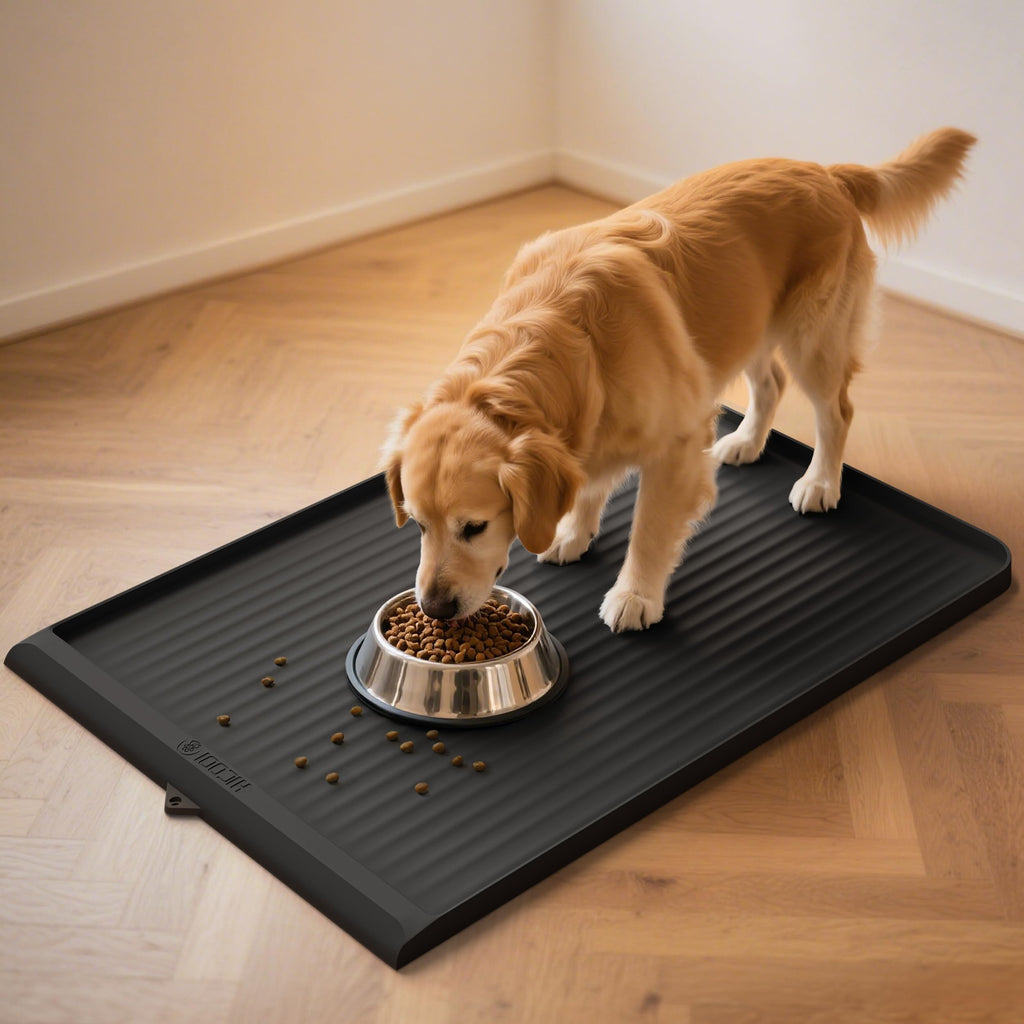 Dog Food Mat 36"x24", Waterproof Dog Bowl Mat, Grey