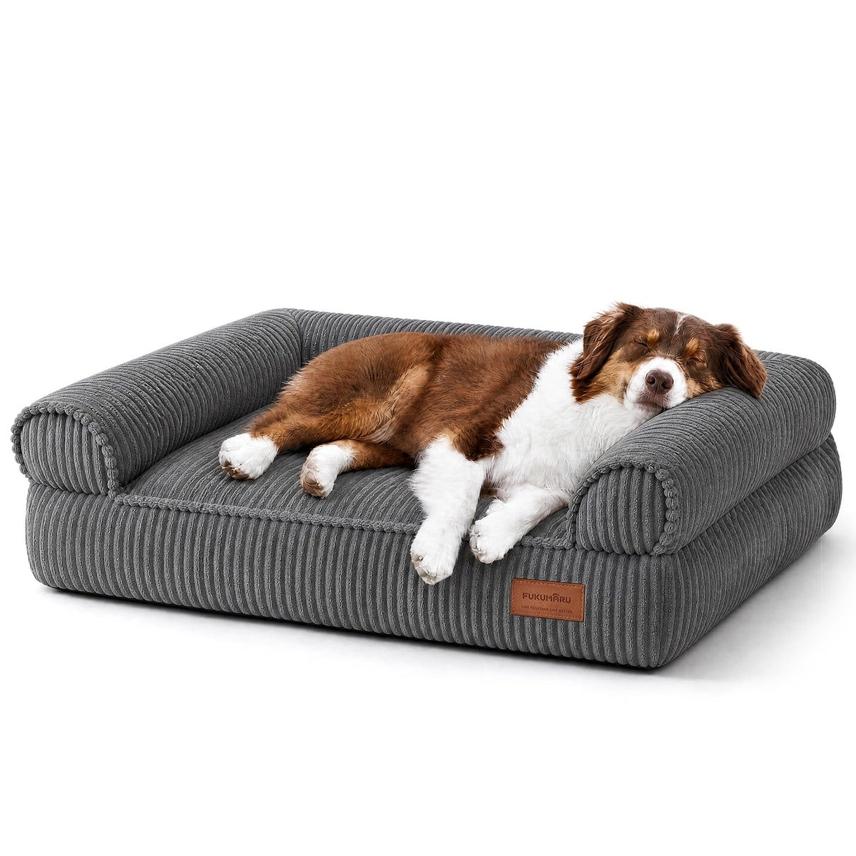 FUKUMARU Dog Couch Bed, Corduroy Cozy Cat Bed, Waterproof, Washable Cover