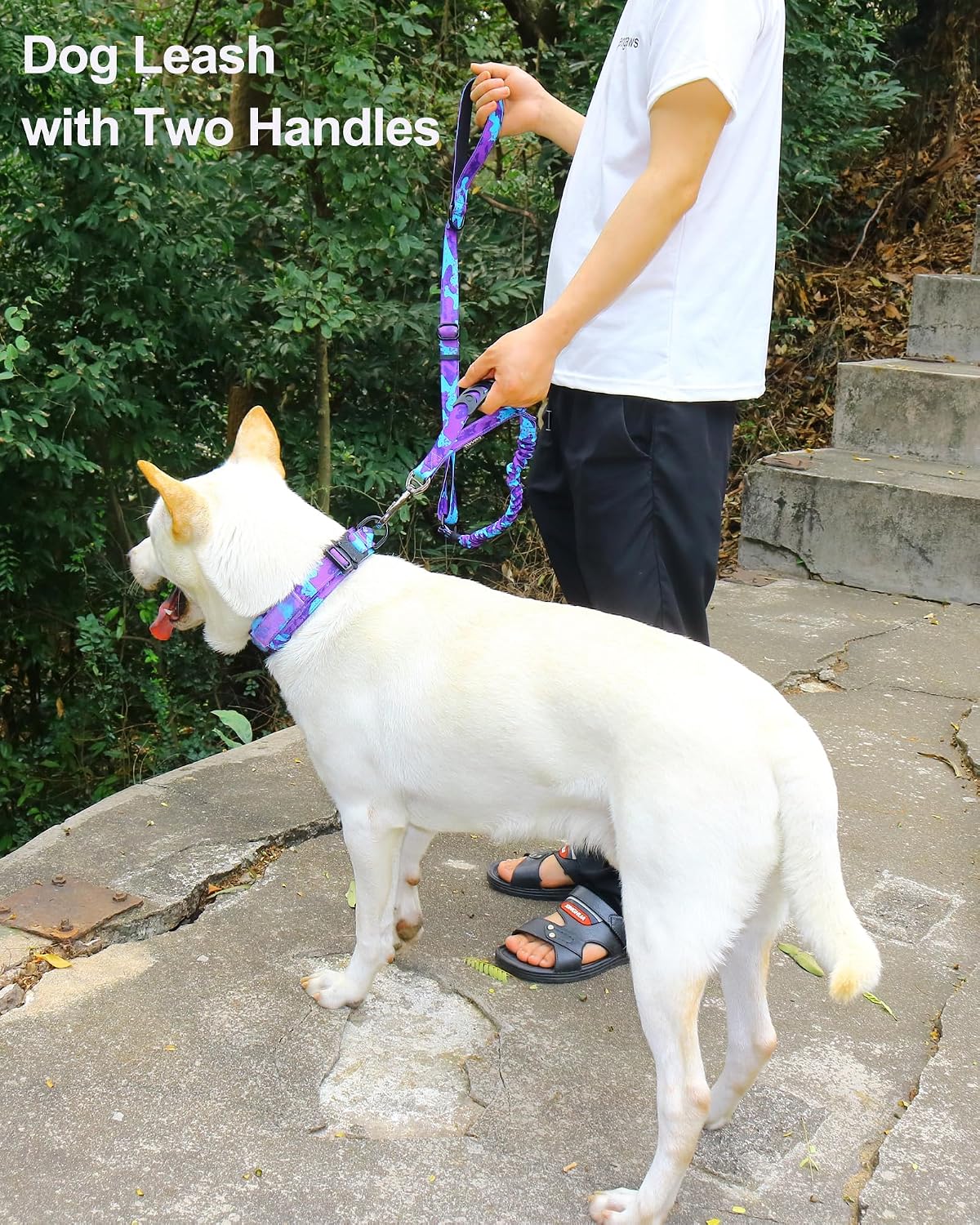 Hotsky Tactical Bungee Shock Absorbing No Pull Dog Leash,Purple Camo,4-6FT