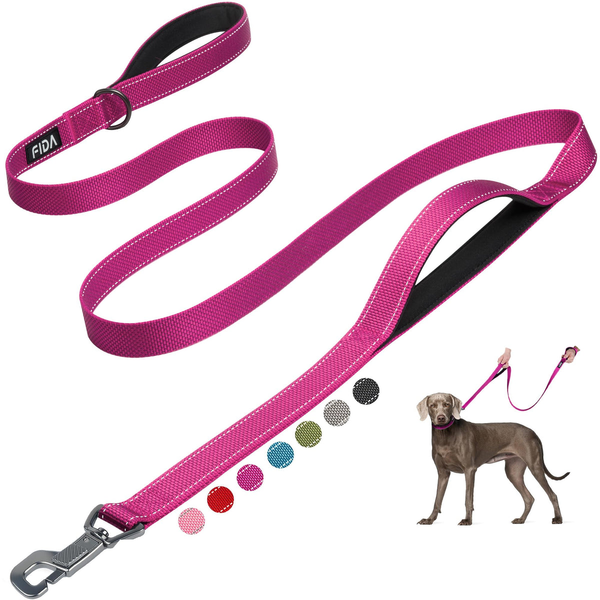 Fida Heavy Duty Dog Leash for Medium Large Dogs, 4 FT, Dual Padded Handles
