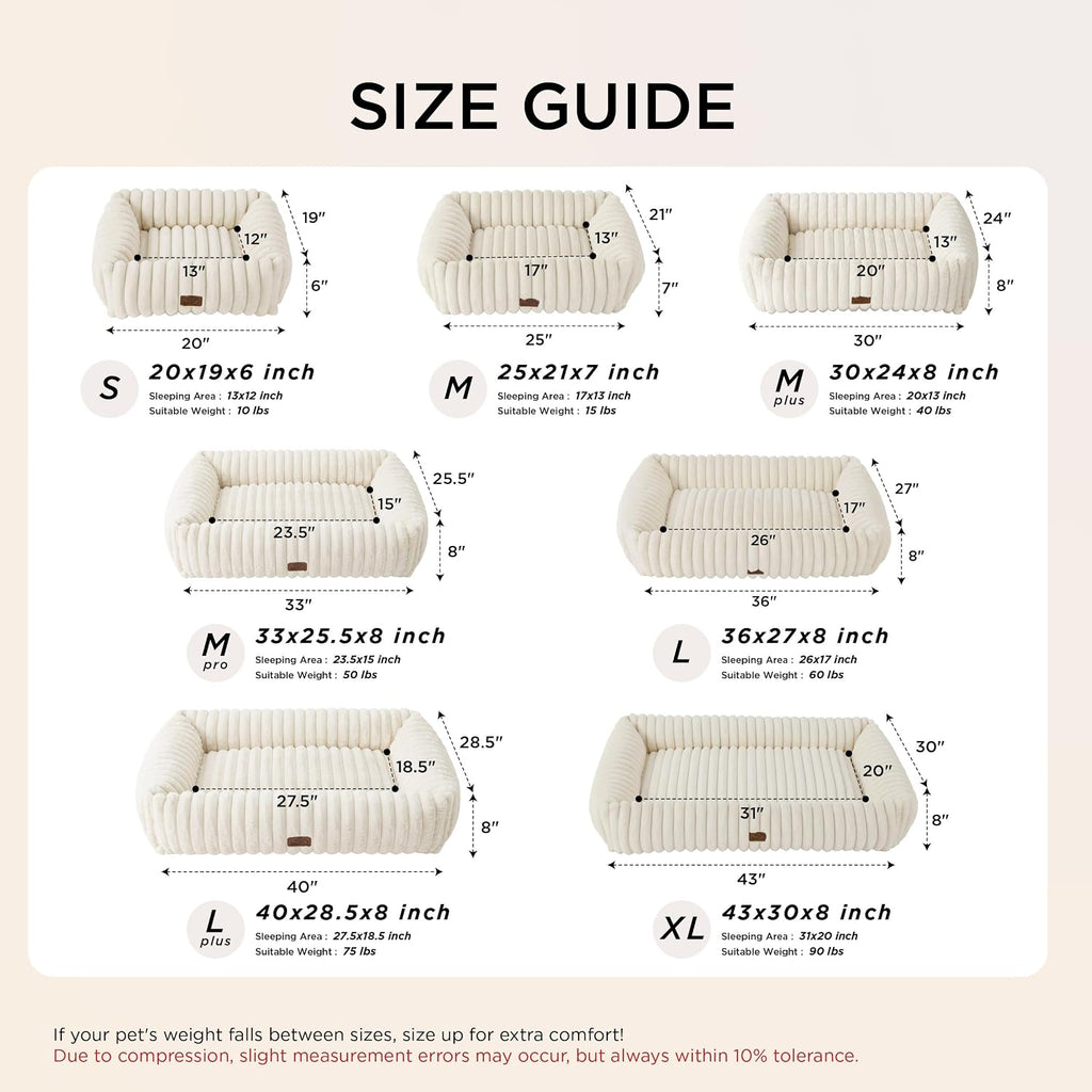 Bedsure ComfyFleece® Cute Dog Bed for Small Medium Dogs Washable,25in Cream