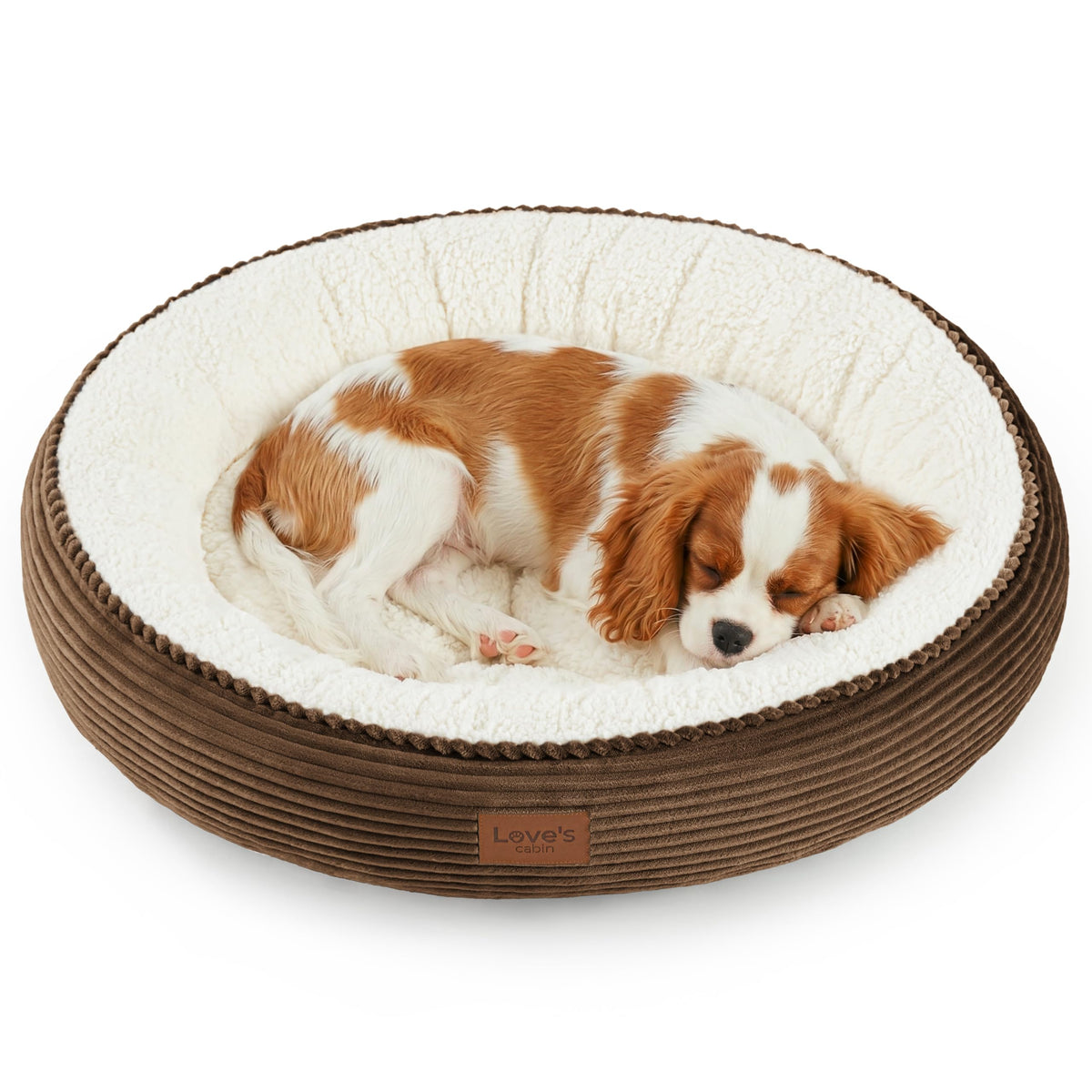 Love's cabin Round Donut Cat and Dog Cushion Bed, 20in Pet Bed for Cats or Small Dogs, Anti-Slip & Water-Resistant Bottom, Soft Durable Fabric Pet beds, Washable Luxury Cat Dog Bed Lavender Stripe