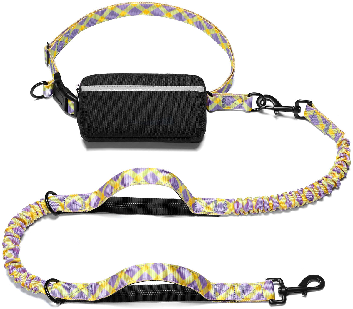 iYoShop Hands Free Dog Leash with Zipper Pouch, Large, 25-120 lbs, Black
