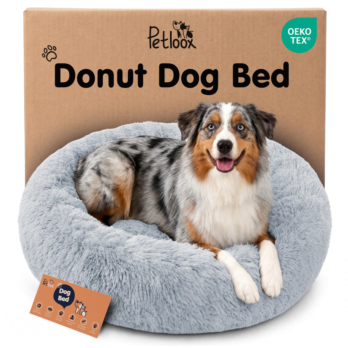 Calming Donut Dog Bed for Small Dogs, Round Dog Bed for Medium & Large Dogs