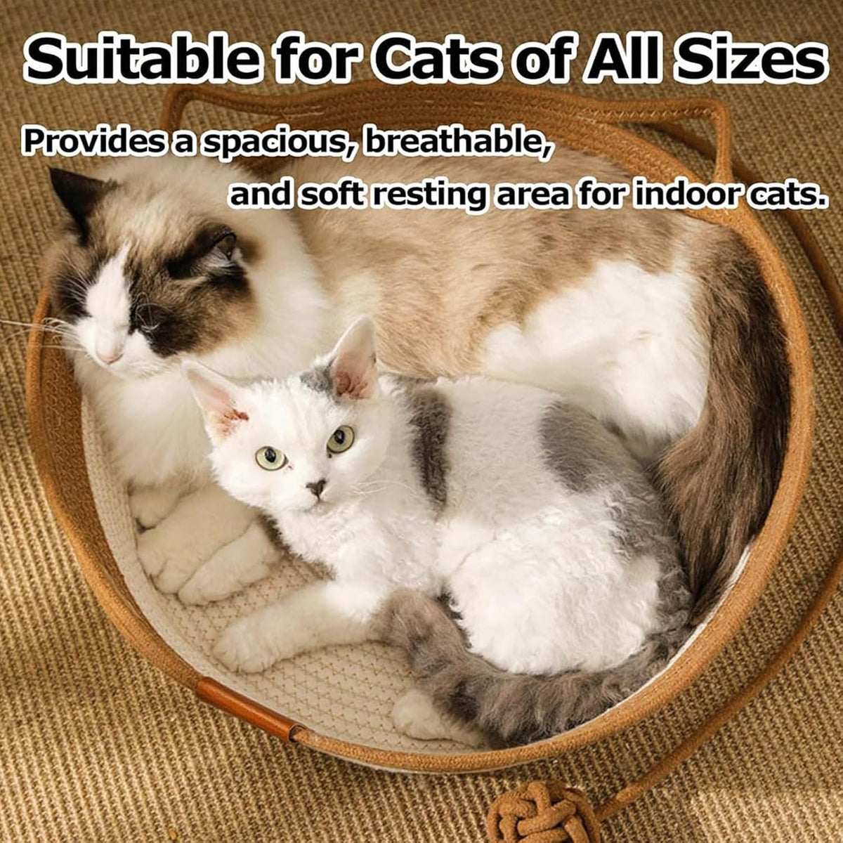 Instinct Basket, Stimuli Handwoven Cat Basket for Cats, Large