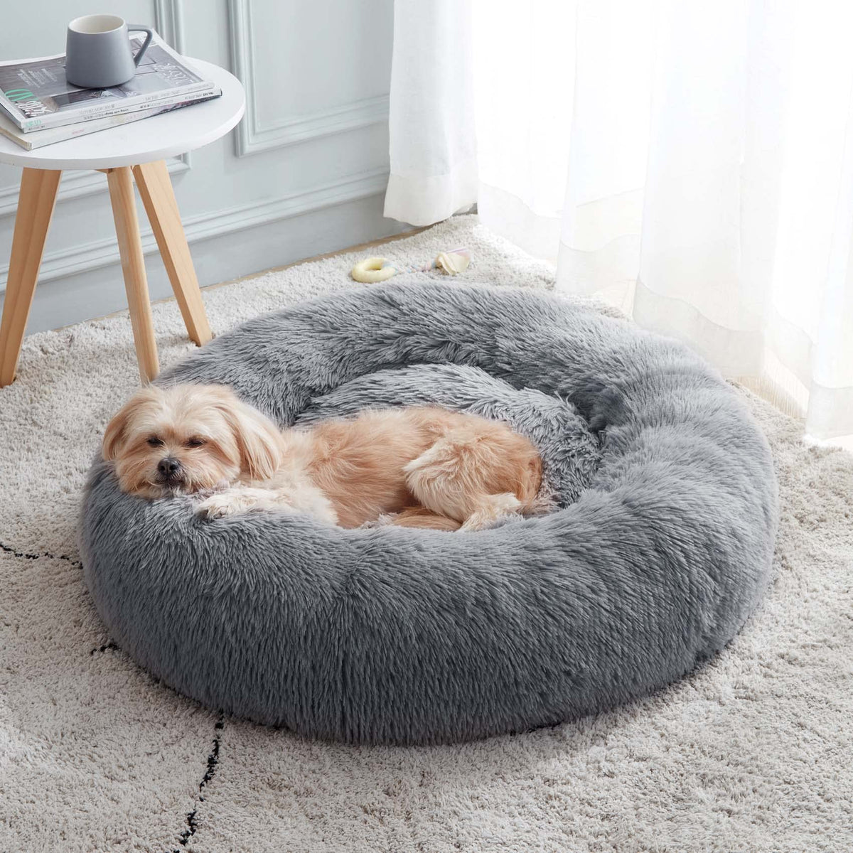 WESTERN HOME WH Calming Dog Bed & Cat Bed Washable Puppy Bed,24" Light Grey