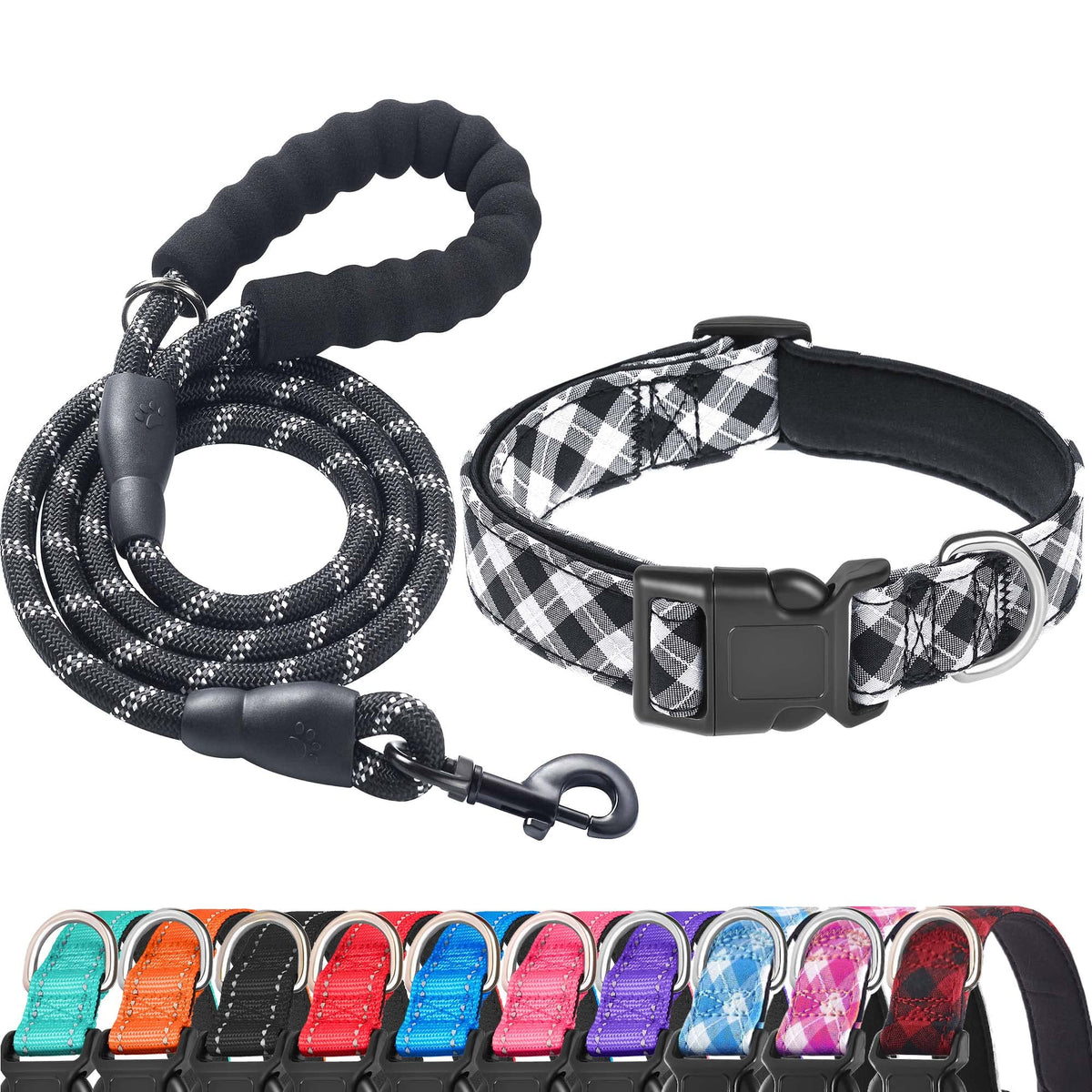 Ladoogo Reflective Dog Collar Padded with Soft Neoprene, Medium, Turquoise