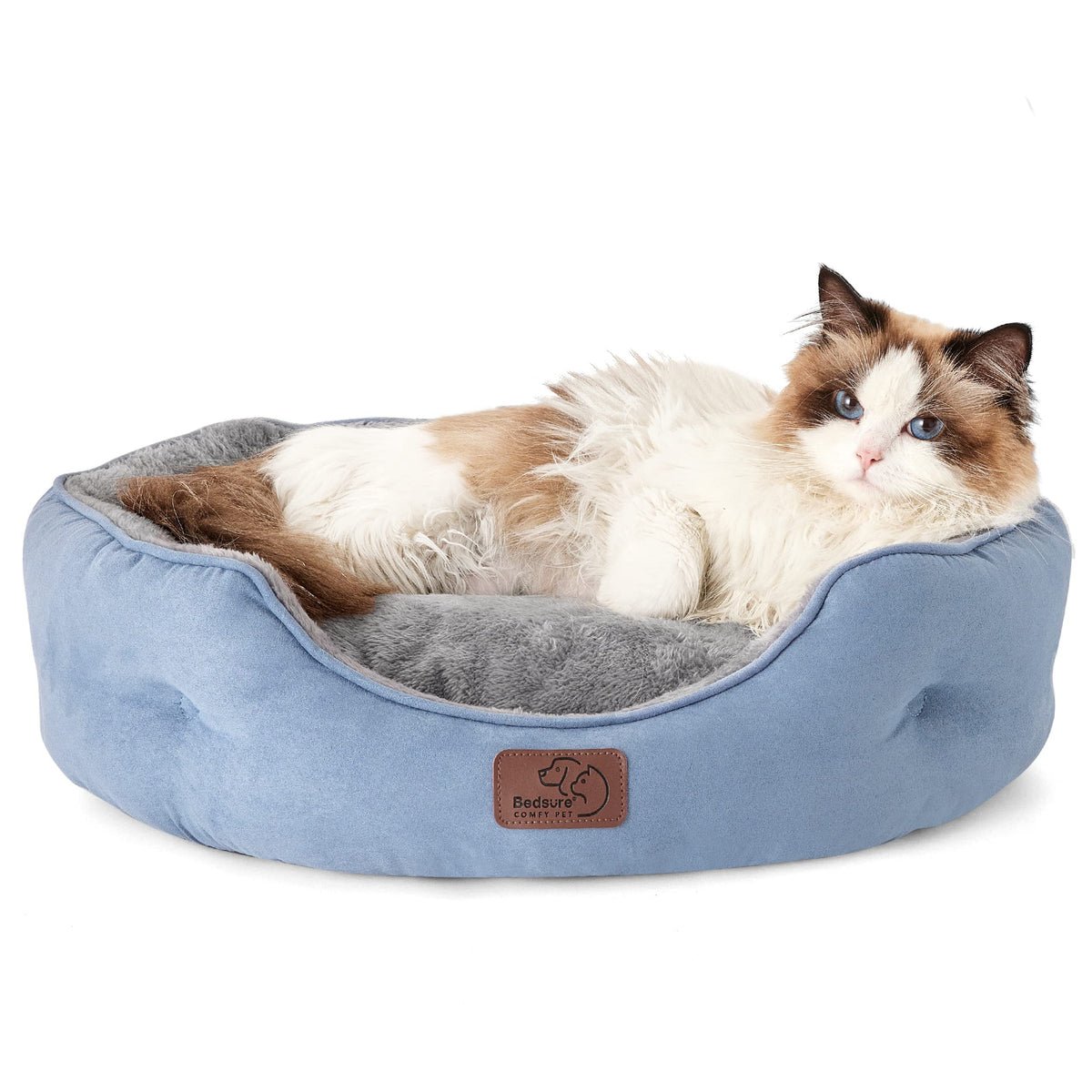 Bedsure Small Dog Bed Washable,Round Cat Beds for Indoor Cats,20in Camel