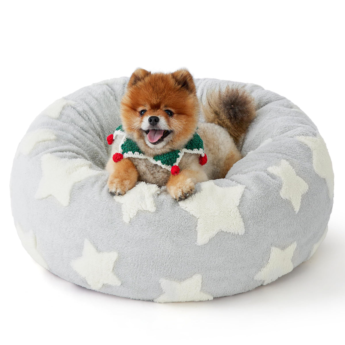 LE SURE Shown on TV Jacquard Donut Dog Beds Large Sized Dog,Green 36x36x8in