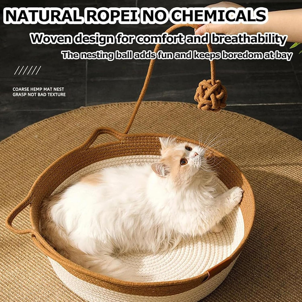 Instinct Basket, Stimuli Handwoven Cat Basket for Cats, Large