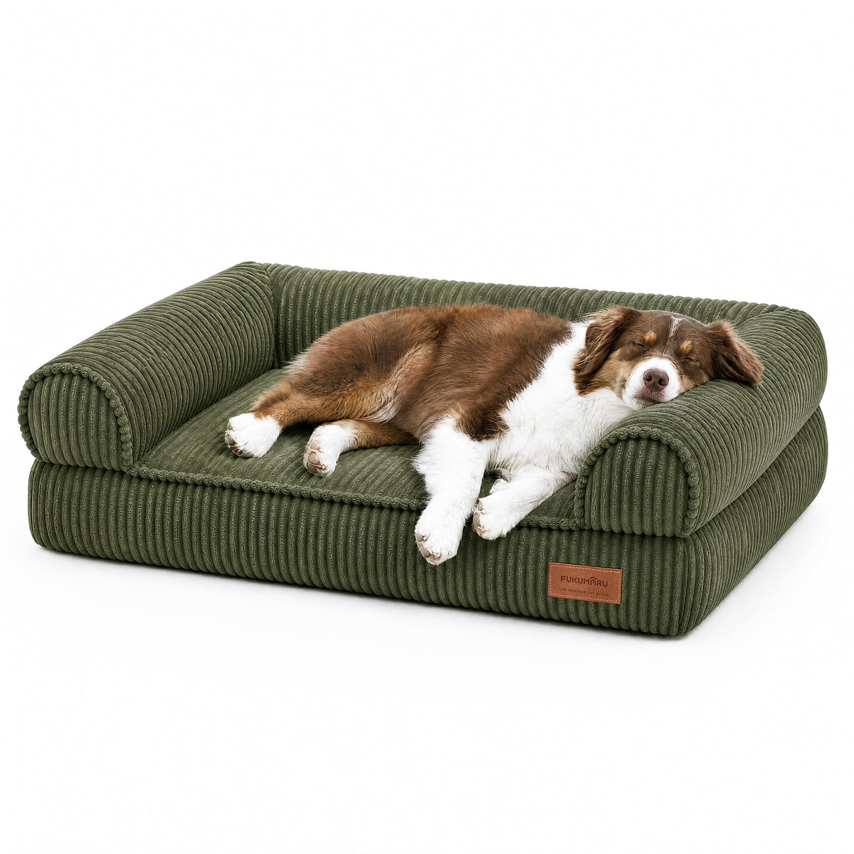 FUKUMARU Dog Couch Bed, Corduroy Cozy Cat Bed, Waterproof, Washable Cover