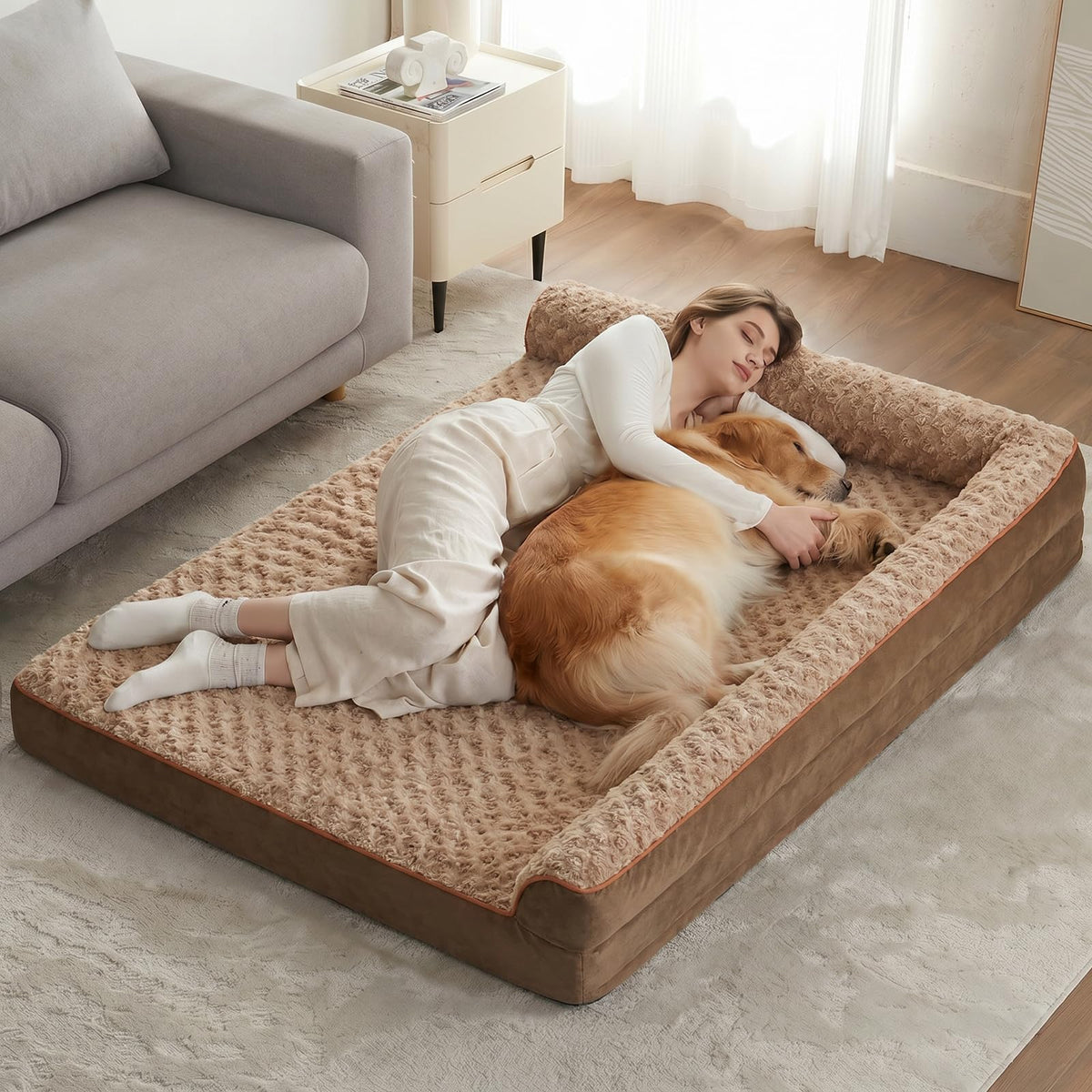 BFPETHOME Orthopedic Washable Dog Bed, Sleeping Couch for Large Senior Dogs