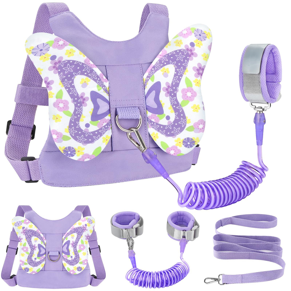 Accmor 3 in 1 Toddler Harness Leashes + Anti Lost Wrist Link, Kids Harness Children Leash for Girls, Child Anti Lost Leash Baby Cute Harness Belt Strap Hold Kids Close While Walking