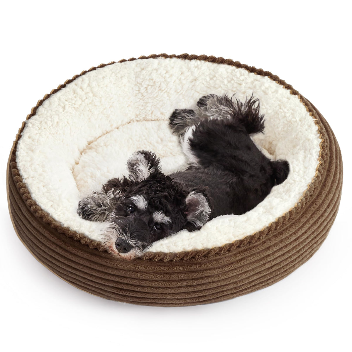 Love's cabin Round Donut Cat and Dog Cushion Bed, 20in Pet Bed for Cats or Small Dogs, Anti-Slip & Water-Resistant Bottom, Soft Durable Fabric Pet beds, Washable Luxury Cat Dog Bed Lavender Stripe