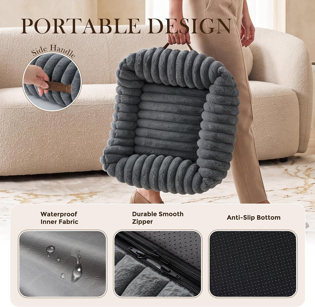 ZOMISIA Orthopedic Large Cat Bed with Removable Washable Cover, 25x21''