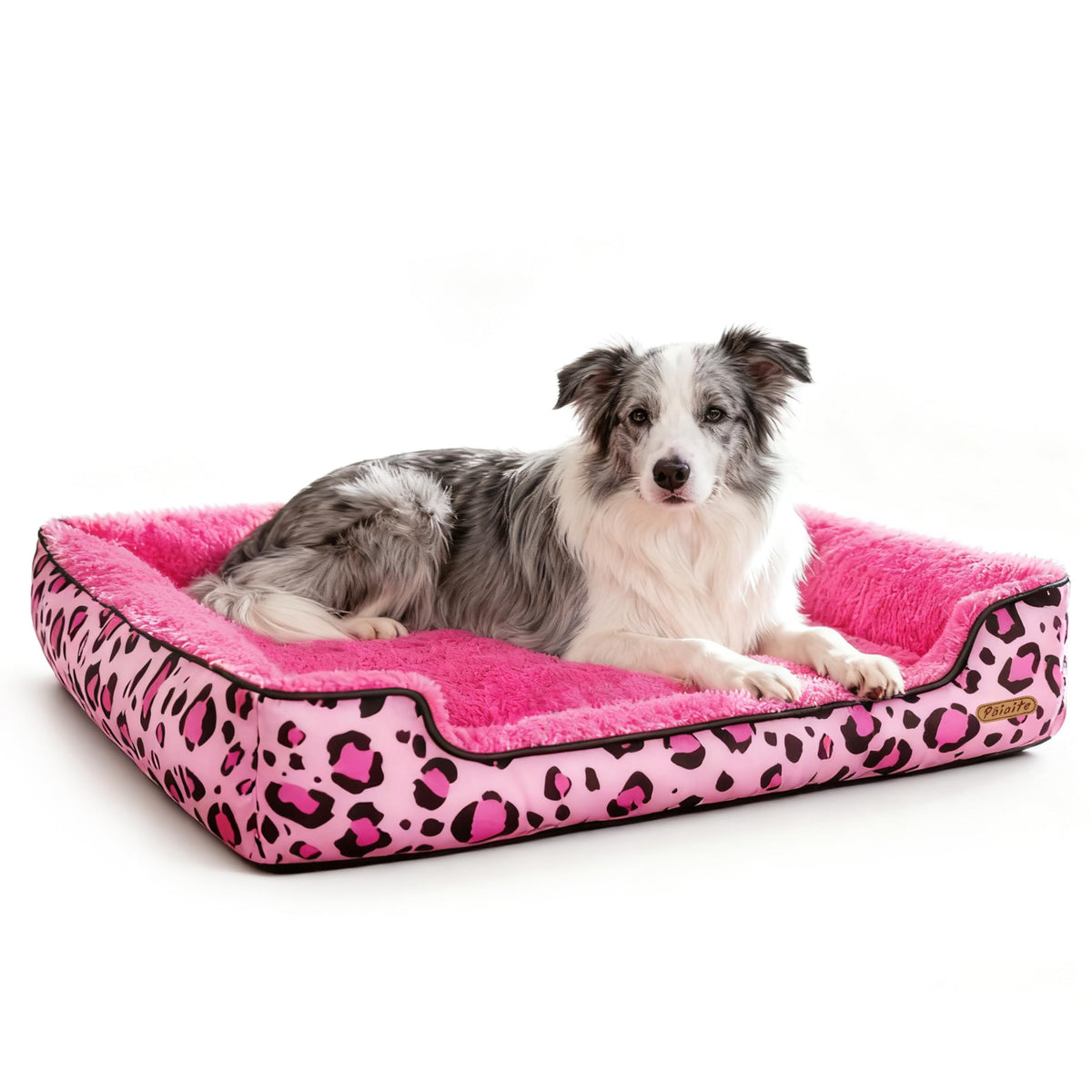 Rectangle Washable Dog Bed for Large, Medium & Small Dogs – Soft Calming Puppy Beds, Durable Warm Pet Sofa with Non-Slip Bottom for Indoor Use.Pink S Size (18.9"x18.9"x6.3")