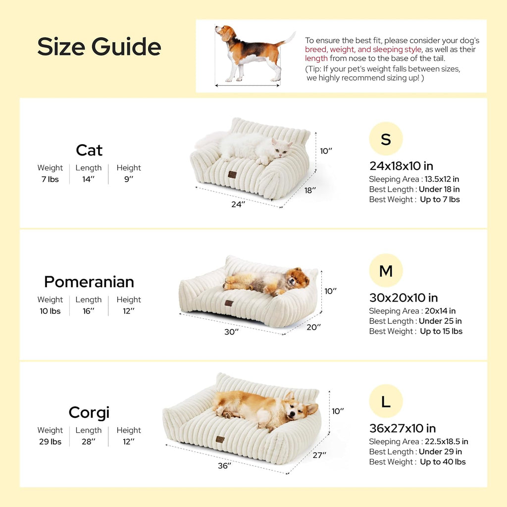 Bedsure ComfyFleece® Shown on TV Fluffy Cute Cat Couch for Pets,24in Cream