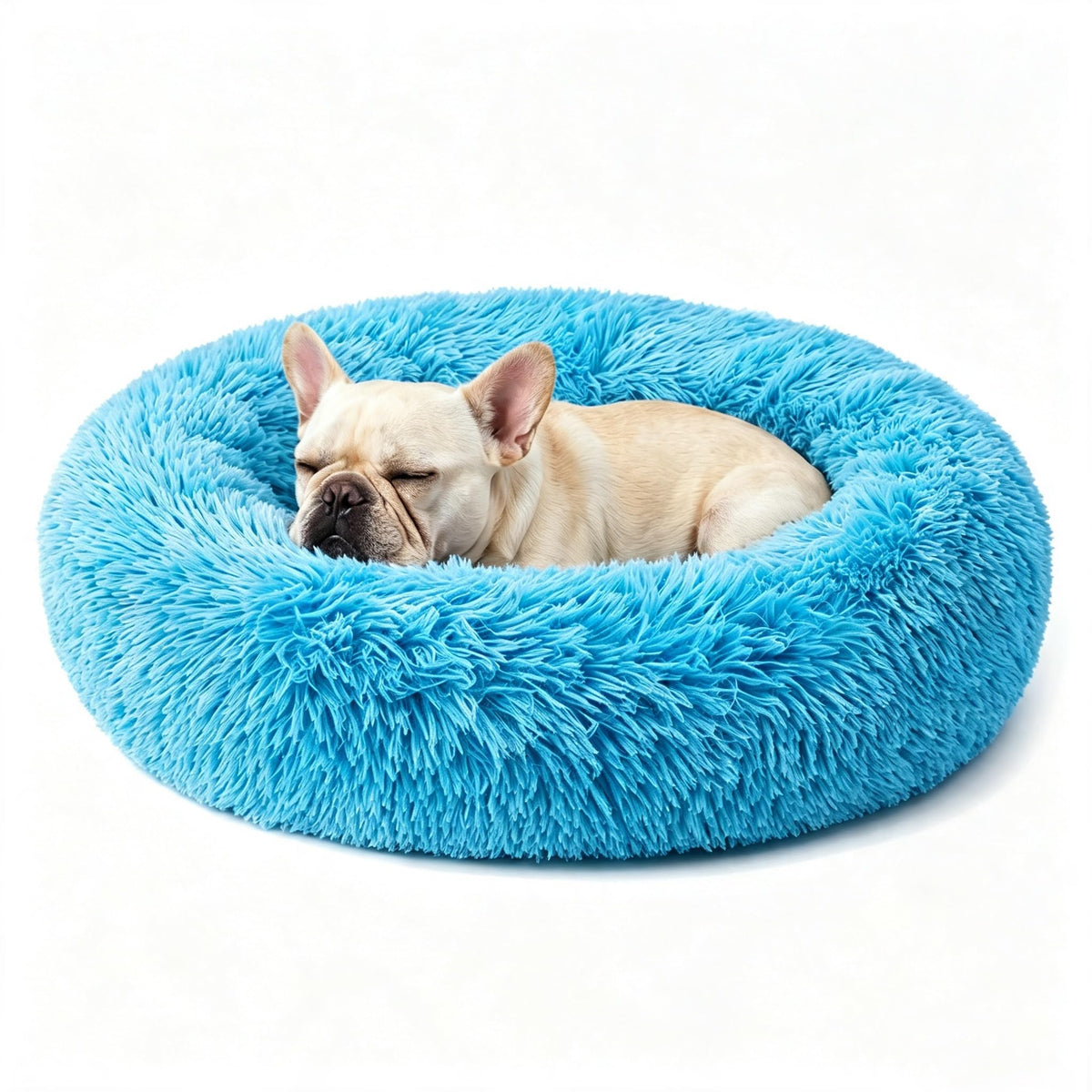 Calming Donut Dog and Cat Bed for Indoor Cats, Anti-Anxiety Round Fluffy Soft Washable Small Pet Bed for Puppy and Kitten, Warming Comfortable Luxury Anti-Slip Waterproof Mute Base 20in Gray