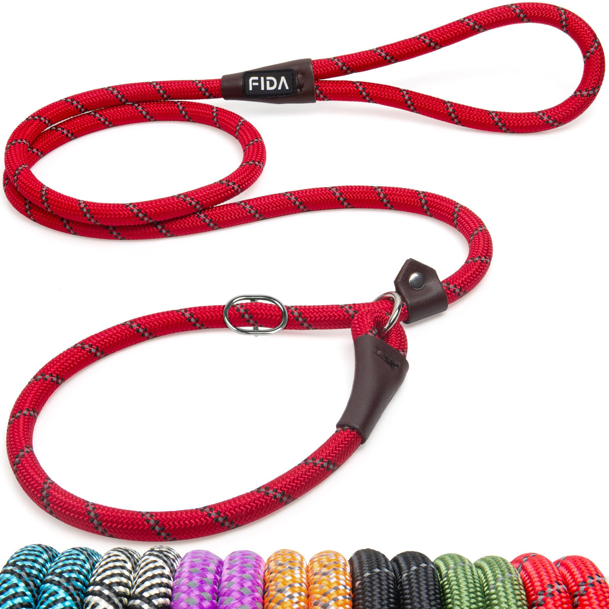 Fida Durable Slip Lead Dog Leash, 6 FT x 1/2" Dog Training Leash, Green