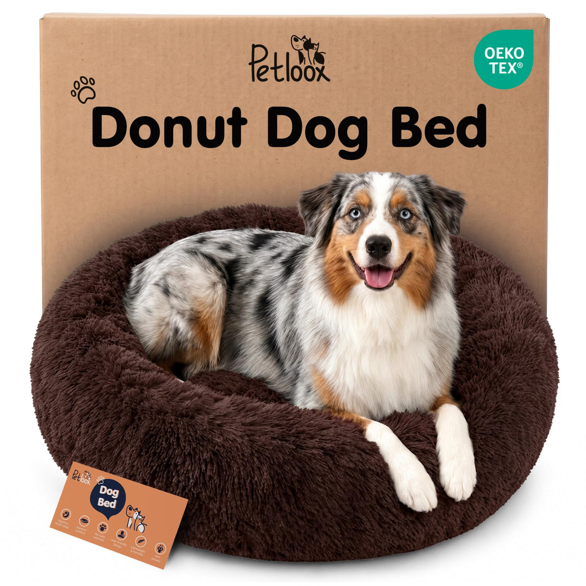 Calming Donut Dog Bed for Small Dogs, Round Dog Bed for Medium & Large Dogs