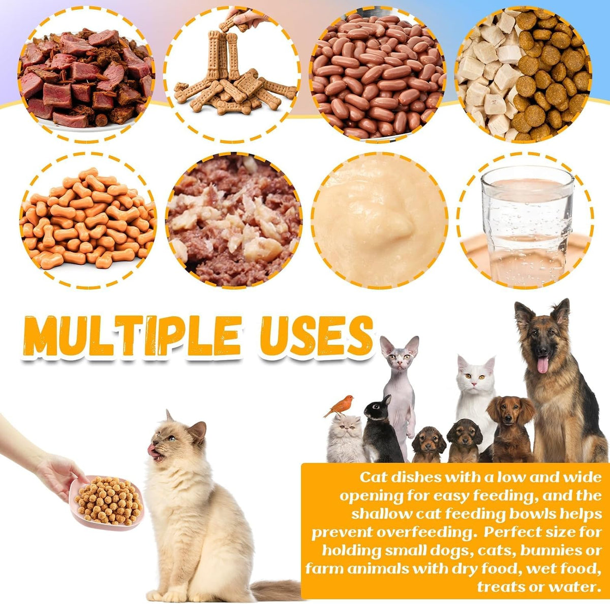 TKOnline 10 Pcs Cat Food Bowl Whisker Friendly ﻿