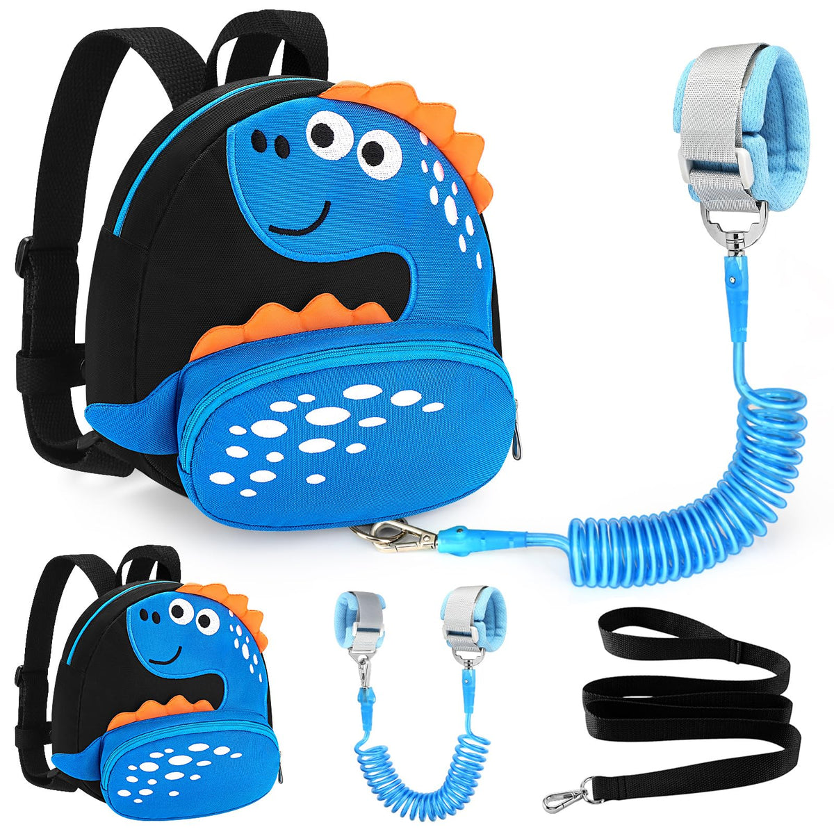 Accmor Toddler Harness Backpack Leash, Cute Dinosaur Backpacks with Anti Lost Wrist Link, Cute Mini Child Backpack Wristband Tether Strap and Protection Leashes for Boys Girls Aged 1-3 Years
