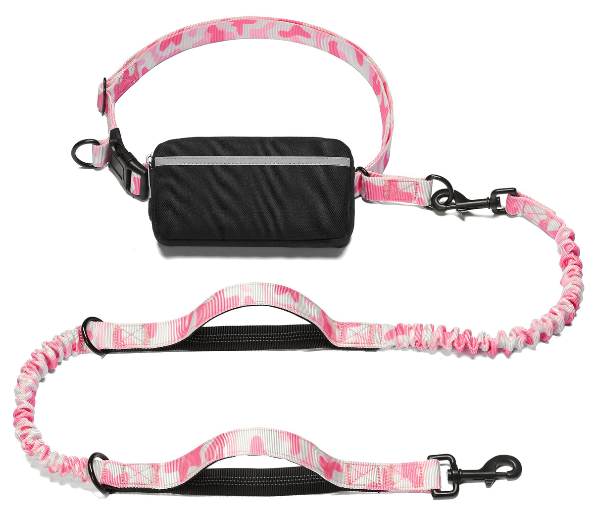 iYoShop Hands Free Dog Leash with Zipper Pouch, Large, 25-120 lbs, Black
