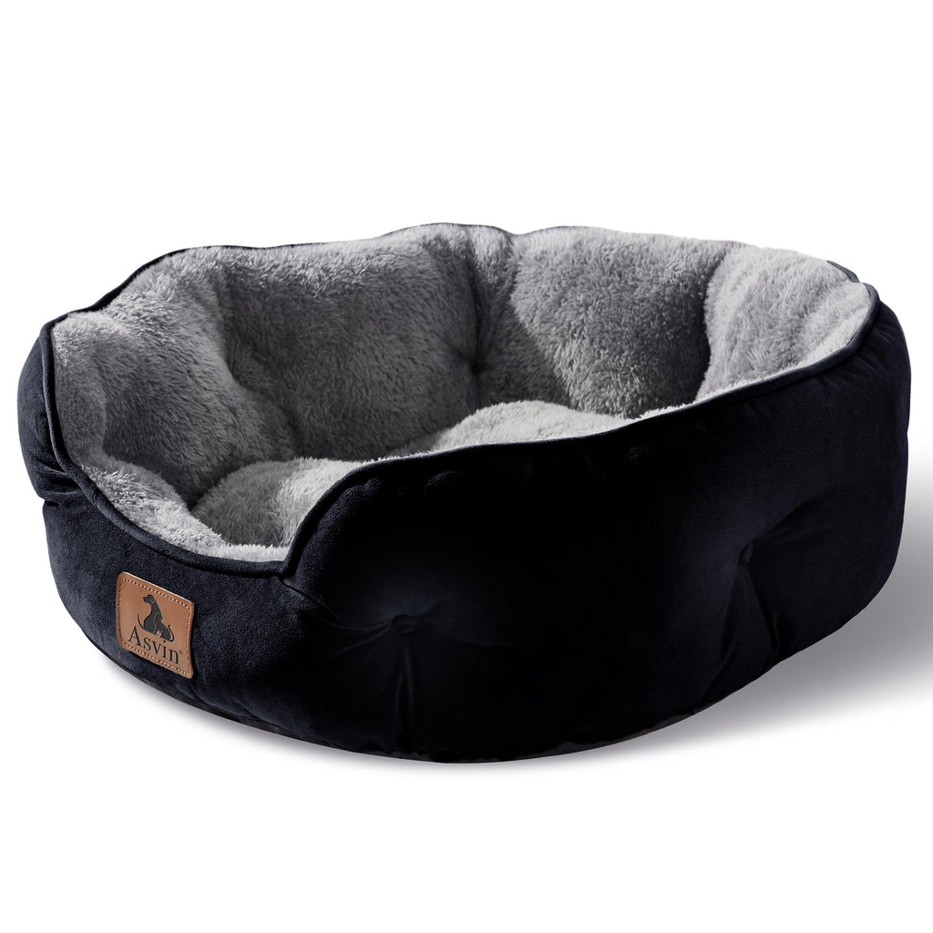 Asvin Small Dog Bed for Small Dogs, Cat Beds for Indoor Cats, Pet Bed for Puppy and Kitty, Extra Soft & Machine Washable with Anti-Slip & Water-Resistant Oxford Bottom, Grey, 20 inches
