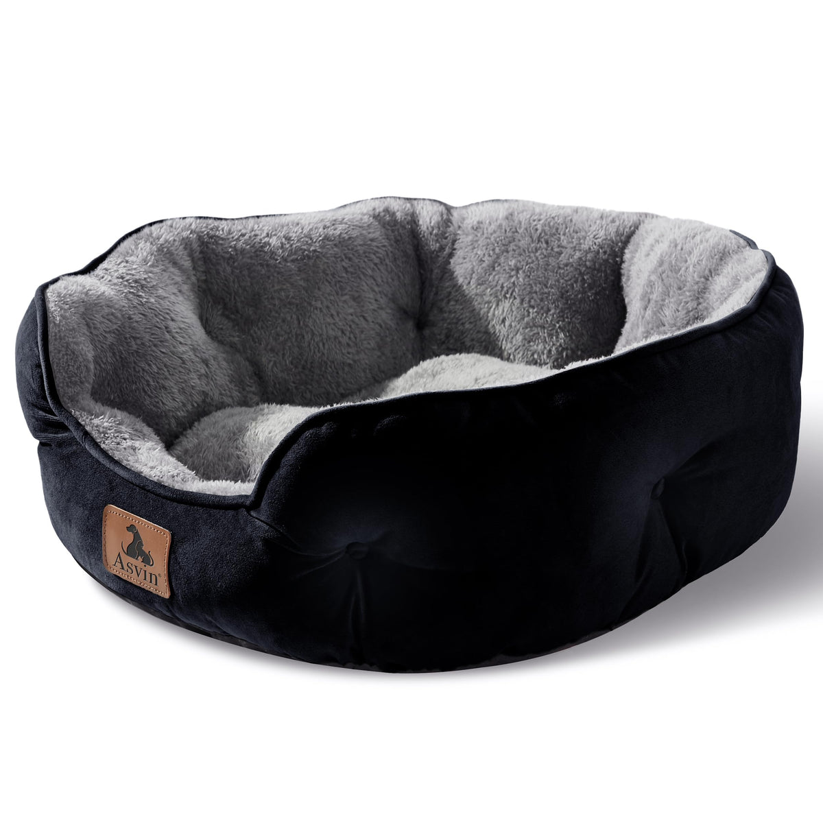 Asvin Small Dog Bed for Small Dogs, Cat Beds for Indoor Cats, Pet Bed for Puppy and Kitty, Extra Soft & Machine Washable with Anti-Slip & Water-Resistant Oxford Bottom, Grey, 20 inches