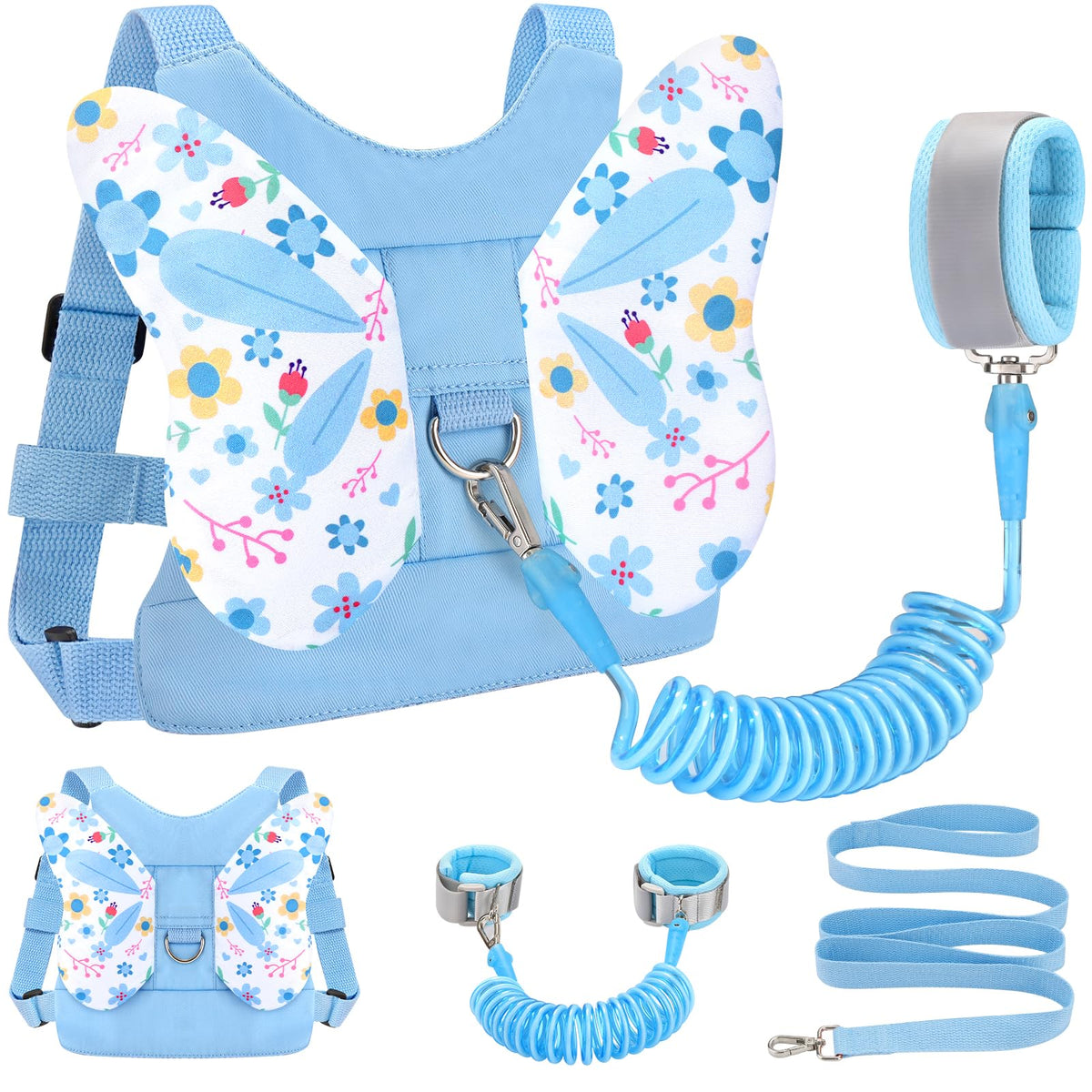 Accmor 3 in 1 Toddler Harness Leashes + Anti Lost Wrist Link, Kids Harness Children Leash for Girls, Child Anti Lost Leash Baby Cute Harness Belt Strap Hold Kids Close While Walking