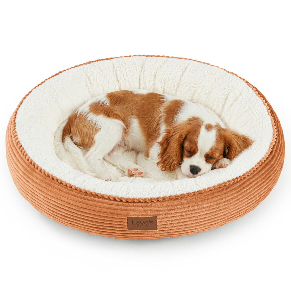 Love's cabin Round Donut Cat and Dog Cushion Bed, 20in Pet Bed for Cats or Small Dogs, Anti-Slip & Water-Resistant Bottom, Soft Durable Fabric Pet beds, Washable Luxury Cat Dog Bed Lavender Stripe