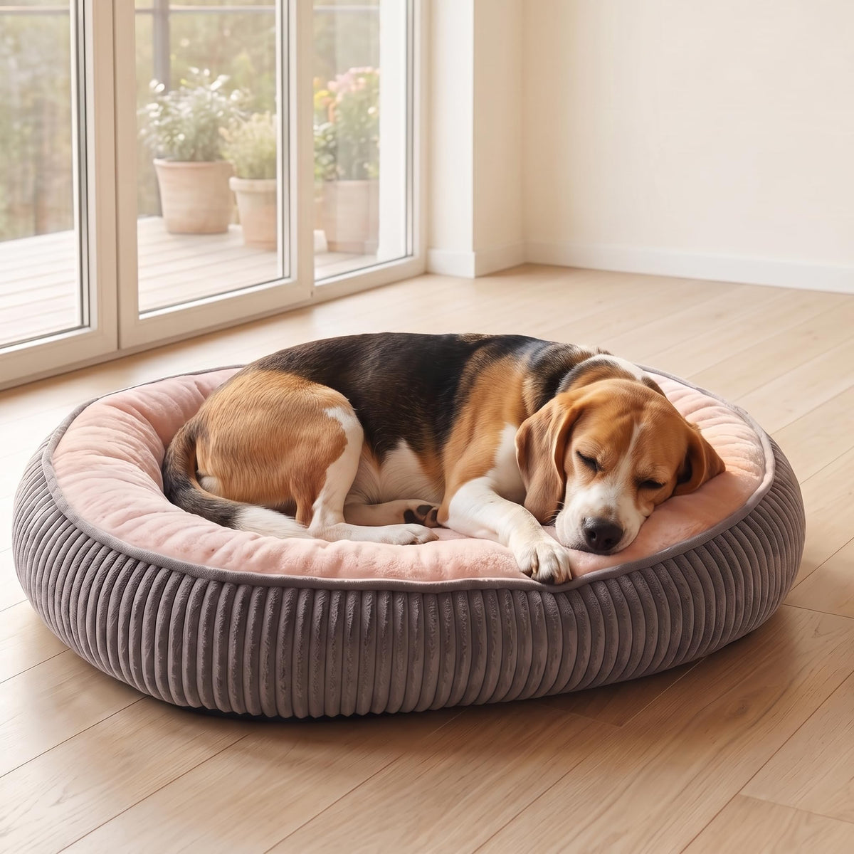 Calming Dog Bed for Small Dogs, Velvet Corduroy Washable Donut Pet Bed