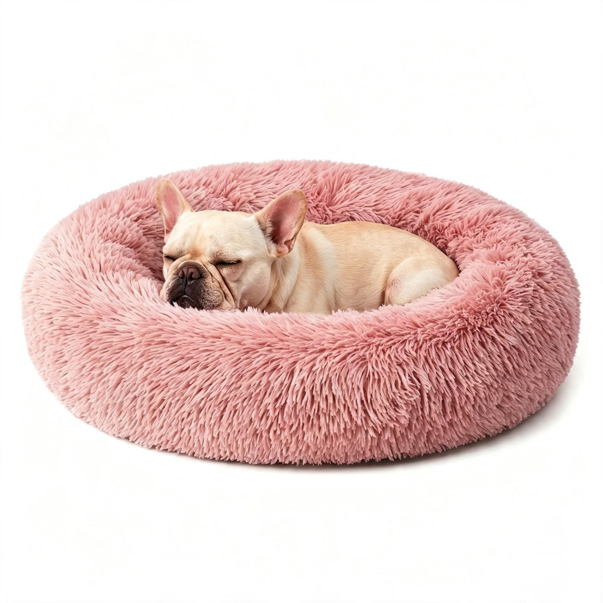 Calming Donut Dog and Cat Bed for Indoor Cats, Anti-Anxiety Round Fluffy Soft Washable Small Pet Bed for Puppy and Kitten, Warming Comfortable Luxury Anti-Slip Waterproof Mute Base 20in Gray